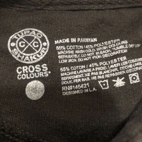 Vintage Cross Colours Tupac Shakur Hoodie Sweatshirt Men’s Small Black - Picture 3 of 5